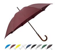 SoulRain Regenschirm mit klassischem Holzgriff, automatisches Öffnen, winddicht, transparent, unzerbrechlich, 121,9 cm, (Weinrot)