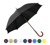 SoulRain Regenschirm, 121,9 cm, klassischer Holzgriff, automatisches Öffnen, winddicht, klar, unzerbrechlich, Schwarz