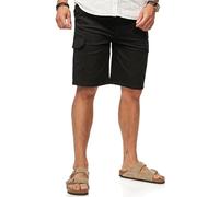 Soulstar Herren Kurze Hose Cargoshorts mit Gummibund & Gürtelschlaufen - Sommershorts Bermuda für Männer - Elastische Chinoshorts im Regular-Fit S2_HAMM-Black-XXL