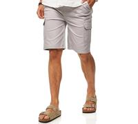 Soulstar Herren Kurze Hose Cargoshorts mit Gummibund & Gürtelschlaufen - Sommershorts Bermuda für Männer - Elastische Chinoshorts im Regular-Fit S2_HAMM-Grey-M