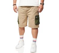 Soulstar Herren Kurze Hose Cargoshorts Tech Utility-Style Sommershorts aus Leichtem Nylon - Luftige Bermuda-Shorts mit Gummibund für Männer - Regular-Fit S2_STISH-Stone-XXL