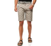 Soulstar Herren Kurze Hose Chinoshorts mit Palmenmuster in anvas-Gürtel - Bermuda Sommershorts für Männer - Elastisch im Regular-Fit S2_Toy STORY-Taupe-W30