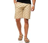 Soulstar Herren Kurze Hose Chinoshorts mit Palmenmuster in anvas-Gürtel - Bermuda Sommershorts für Männer - Elastisch im Regular-Fit S2_Toy STORY-Beige-W36