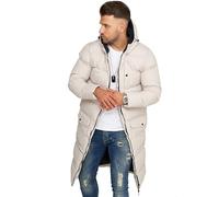 Soulstar Herren Parka Winterjacke als Langer Steppmantel mit Kapuze - Winterparka als Puffermantel - Wintermantel für Männer S2_BANANA-Stone-S