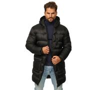 Soulstar Herren Parka Winterjacke als Langer Steppmantel mit Kapuze - Winterparka als Puffermantel - Wintermantel für Männer S2_AG05-Black-M