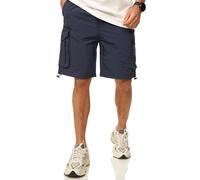 Soulstar Herren Shorts Kurze Hose im Tech Utility-Style aus leichtem Nylon im Regular-Fit - Sportshorts Sommerhose als Bermuda-Shorts S2_DION-Navy-L