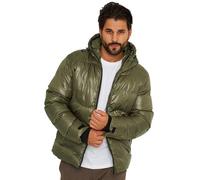 Soulstar Herren warme Winterjacke mit Kapuze kurze Steppjacke Outdoorjacke Pufferjacke Übergangsjacke Mens Jacket S2_MJ-ISAIAH-Olive-XXL