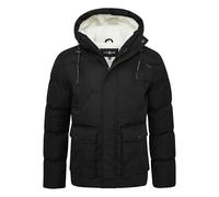 Soulstar Herren warme Winterjacke mit Kapuze Teddyfell Gefütterte Steppjacke Outdoorjacke Pufferjacke Mens Jacket S2_MOORLAND-J25-Black-L