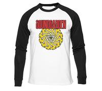 Soundgarden Vintage Baseball T-Shirt Herren Damen Unisex Weiß Rundhals Lange Ärmel Bio-Baumwolle Tee Men's White