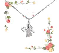 SoundZero Schutzengel Halskette - Silber Taufkette für Mädchen und Kinder, Kommunion, Engel-Anhänger
