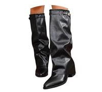Soupliebe Cowboystiefel Damen Elegant Weitschaftstiefel - Stiefel Mit Absatz Stiefeletten Flach Herbst Wildleder Reitstiefel Winter Leder Overknee Lederstiefel Gefüttert Wildlederstiefel Schwarz 41 1