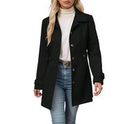 Soupliebe Damen Jacke Übergang, Winterjacke Damen Lang Übergangsjacke - Dufflecoat Winter Jacke Damen-Jacken Elegant Mantel Knopfleiste Gürtel Design Klassisch Figurbetont Outfits Schwarz