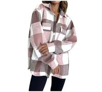 Soupliebe Flanell Hemdjacke Damen Karierte Übergangsjacke - Flanellhemd Jacke Lang Bluse Langarm Elegant Blazer Oversize Jacken Karohemd