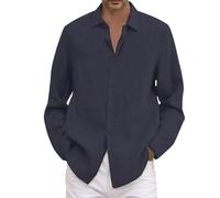 Soupliebe Herren Hemdjacke, Overshirt - Cordjacke Männer Warm Frühling Herbst Windbreaker Plus Size Übergangsjacke Hemd Knopfleiste Herbstjacke Relaxed Fit Lodenjacke Cargo Marine 3XL