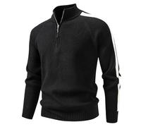 Soupliebe Herren Rollkragenpullover - Winter Hemd Herren - Pullover Mit Reißverschluss Warme Pullover Winterpullover Dicker Rollkragenpullover Half Zip Strick Stehkragen Baumwoll Wollpullover Winter
