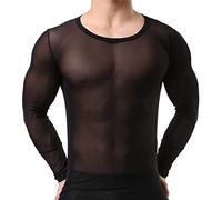 Soupliebe Netzoberteil Herren Musikfestival Netzshirt Rave Netzhemd Spitze Netzstruktur Oberteil Transparent Durchsichtig Top Muskelshirt Mesh Netz Unterwäsche Streetstyle Slim Fishnet Schwarz XL