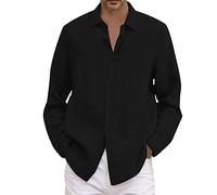Soupliebe Overshirt Herren, Hemdjacke - Arbeitsjacke Im Minimalistischen Design Comfort Fit Übergangsjacke Relaxed Langarm Hemd Casual Herbstjacke Cordjacke Männer Freizeithemd Schwarz L