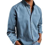 Soupliebe Overshirt Herren, Sommerjacke - Lodenjacke Cargo Hemd Relaxed Fit Baumwolle Freizeithemd Frühling Herbst Arbeitsjacke Übergangsjacke Casual Comfort Windbreaker Cordjacke Männer Blau XL