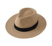 Soupliebe Sonnenhut Männer Herren Baumwolle Panama Hut Rollbar Herrenhut Verstellbare Kinnriemen Wasserdicht Schlapphut Festival Uv Schutz Sommer Panamahut Für Großen Kopf Hüte Khaki