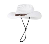 Soupliebe Strohhut Herren Outdoor/Wander Angeln Hüte Sonnenschutz Hut Panamahut Breiter Rand Sommer Herrenhut Western Für Großen Kopf Sonnenhut Panama Klassischer Schnitt Wasserdicht Weiß