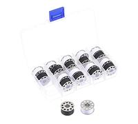 sourcing map 2 Satz Metallspulen und Vorgespieltes Nähgarn mit 20 Stück mit Spulenkapsel für Nähmaschine Schwarz Weiß