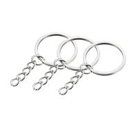 sourcing map 24 Stück Schlüsselanhänger Ringe 2x28mm Rund Schlüsselhalter mit Kette Silberton