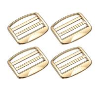 sourcing map 4Stk Metall Leiter Schnalle Gleiter Tri-Gleiter Metall Einstellbar Schnallen 38mm(1-1/2") Innen Breite für Gurtband Rucksack Riemen Hell Gold
