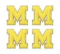 sourcing map 4Stück Aufbügler Buchstaben Patches Gelb M Alphabet Dekorativ Reparatur Bestickte Aufnäher Chenille Alphabet Patches zum Aufbügeln für Kleidung Schuhe Hüte Rucksäcke