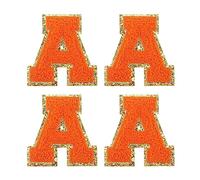sourcing map 4Stück Aufbügler Buchstaben Patches Orange A Alphabet Dekorativ Reparatur Bestickte Aufnäher Chenille Alphabet Patches zum Aufbügeln für Kleidung Schuhe Hüte Rucksäcke