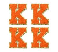 sourcing map 4Stück Aufbügler Buchstaben Patches Orange K Alphabet Dekorativ Reparatur Bestickte Aufnäher Chenille Alphabet Patches zum Aufbügeln für Kleidung Schuhe Hüte Rucksäcke