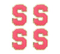 sourcing map 4Stück Aufbügler Buchstaben Patches Rosenrot S Alphabet Dekorativ Reparatur Bestickte Aufnäher Chenille Alphabet Patches zum Aufbügeln für Kleidung Schuhe Hüte Rucksäcke