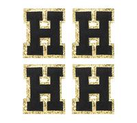 sourcing map 4Stück Aufbügler Buchstaben Patches Schwarz H Alphabet Dekorativ Reparatur Bestickte Aufnäher Chenille Alphabet Patches zum Aufbügeln für Kleidung Schuhe Hüte Rucksäcke