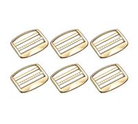 sourcing map 6Stk Metall Leiter Schnalle Gleiter Tri-Gleiter Metall Einstellbar Schnallen 38mm(1-1/2") Innen Breite für Gurtband Rucksack Riemen Hell Gold