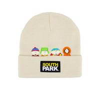 South Park Beanie Mütze Stan Kyle Kenny und Cartman Winter Knit Cap mit Logo und Manschette Beige One Size, Beige, Einheitsgröße