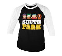 South Park Offizielles Lizenzprodukt Baseball 3/4 Ärmel T-Shirt (Weiß-Schwarz), XL
