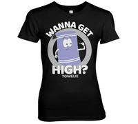 South Park Offizielles Lizenzprodukt Towelie - Wanna Get High Damen T-Shirt (Schwarz), S