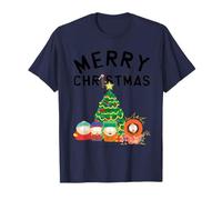 South Park T-Shirt Merry Christmas Offizielles Lizenzprodukt von Comedy Central Klassisch geschnitten, Kurzarm, Crew-Ausschnitt, Unisex, S, Blau, Winter, Weihnachten