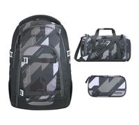 Coocazoo Schulrucksack-Set MATE – 3-tlg inkl. Sporttasche & Mäppchen – Dark Race