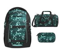 Southbag coocazoo Mate Schulrucksack-Set 3tlg inkl. Schlamperbox und Sporttasche (Pixel Blox V2)
