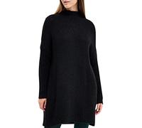 SOVENTUS FASHION Damen Strickkleid V-Ausschnitt - grobmaschiger Strickpullover im Oversize-Look, ideal als stylischer Damen-Pullover für die Frühling Sommer und Herbst, Winter Made in Italy schwarz