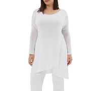 SOVENTUS FASHION Damen Strickkleid V-Ausschnitt - grobmaschiger Strickpullover im Oversize-Look, ideal als stylischer Damen-Pullover für die Frühling Sommer und Herbst, Winter Made in Italy weiß