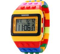 Sowatches Shhors LED091 Kreative LED-Armbanduhr Rainbow aus Silikon mit LCD-Display, großes Handgelenk, für Herren und Kinder, gelb, Gurt