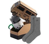 soxo Camper Thermobecher Set Mit Herren Socken Lustige Geschenke Für Männer Camping Baumwolle Socks Hobby 40-45