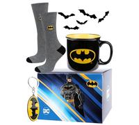 soxo DC Comics Batman Superman Socken Herren + Becher + Anhänger Lustige Geschenke Für Männer 40-45 Batman