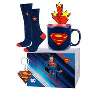 soxo DC Comics Batman Superman Socken Herren + Becher + Anhänger Lustige Geschenke Für Männer 40-45 Superman