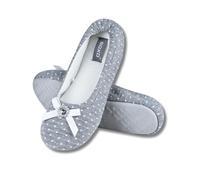 soxo Hausschuhe Ballerinas Damen Sommerschuhe Elegant Ballerina Schuhe Pretty Slipper 39/40 Grau mit Diamant