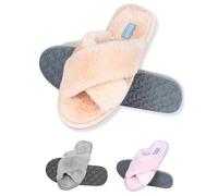 soxo Plüsch Hausschuhe Damen Pantoletten Sommer Latschen Cozy Slipper Gäste Schlappen 35/36 Beige
