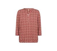 Shirtbluse SOYACONCEPT "SC-FELICITY AOP 519", Damen, Gr. XL, rot combi, Web, Obermaterial: 50% Baumwolle, 50% Viskose, gemustert, modisch, normal, V-Ausschnitt, 3/4-Ärmel, Blusen (94347745-XL) rot com