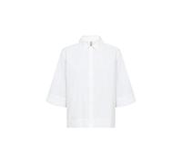 Hemdbluse SOYACONCEPT "SC-NETTI 118", Damen, Gr. L, weiß, Web, Obermaterial: 53% Polyester, 47% Baumwolle, unifarben, bequem hüftlang, Rundhals, weit 1-Knopf-Manschette mit Schlitz, Blusen Hemdbluse,