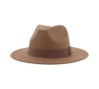 SOYNIA Fedora Trilby Filzhut Hut Fedora-Hut Für Damen Bandband Herrenhut Breite Krempe Klassische Hochzeit Kirche Bowler-Kappe 52-54 cm (Kinder) Khaki